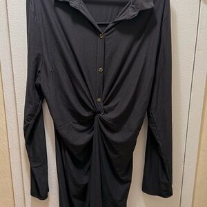 Derek Heart Black Twisted Front Midi Dress